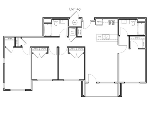 Floor plan for 2 beds, 2 baths, 1296 sqft